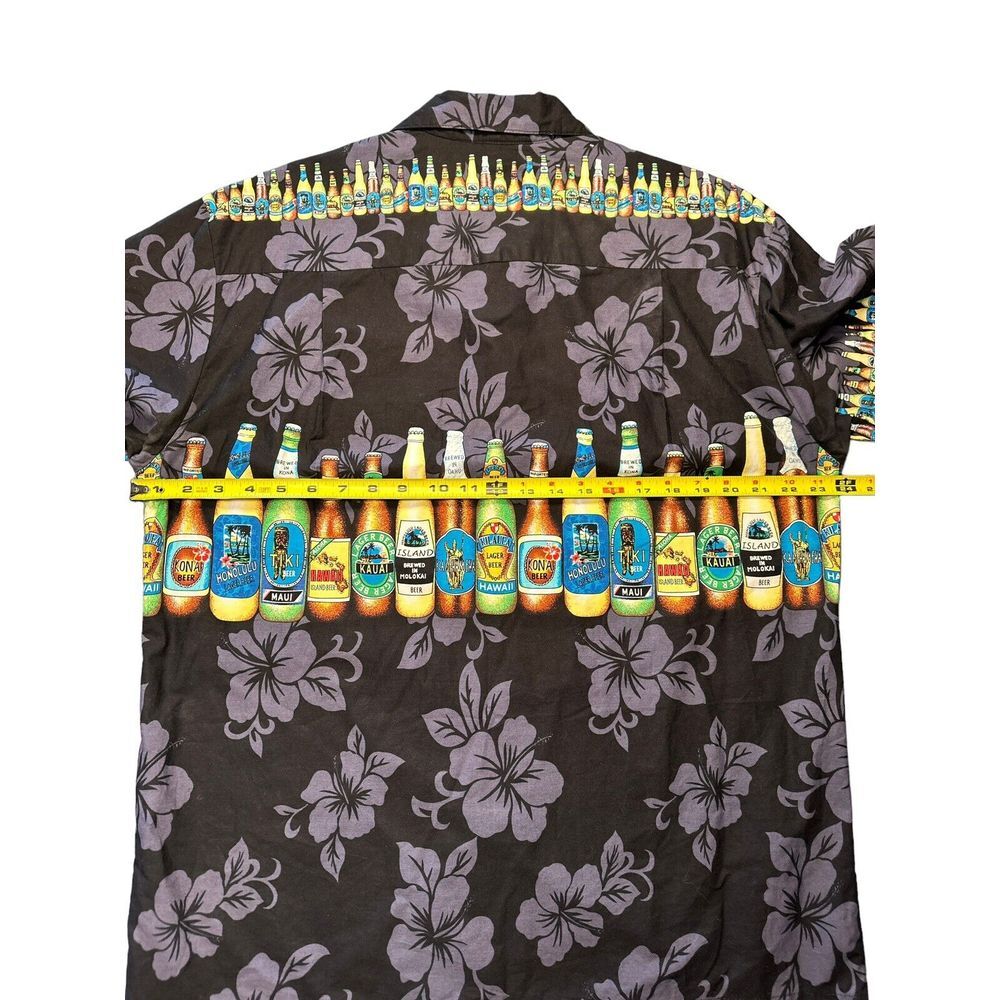 KYS Hawaiian Shirt Lager Beers & Floral Print Men's Large Black Made‎ in USA - Picture 7 of 7